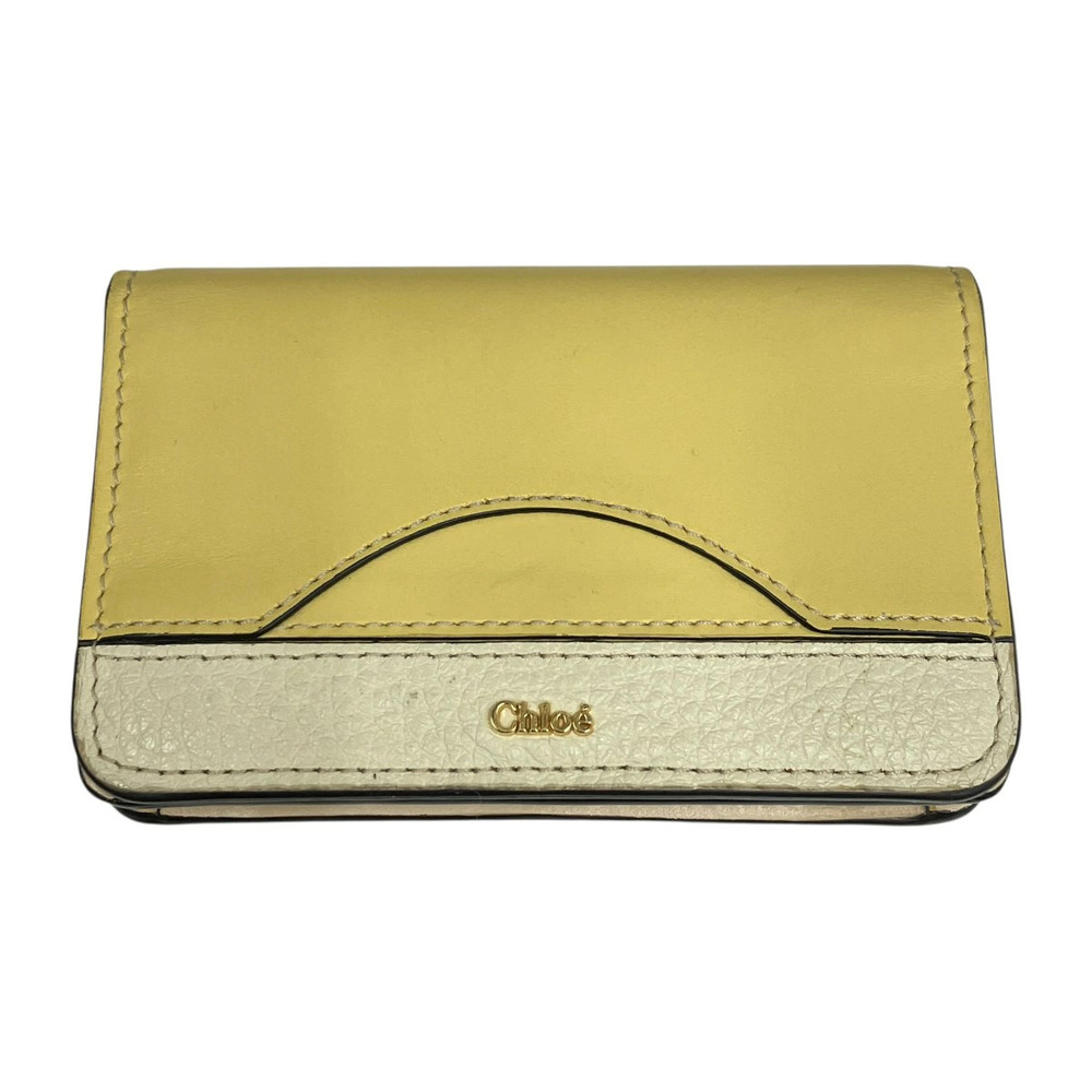 Chloe Card Case Leather Yellow White